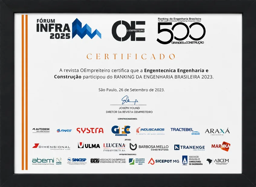 Certificado da revista O Empreiteiro