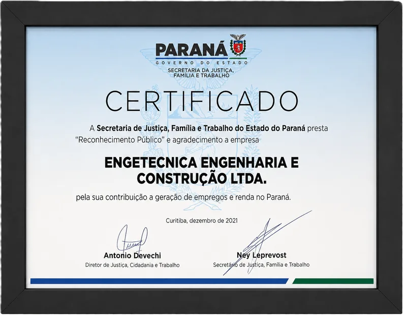 Certificado de Reconhecimento Público do Governo do Paraná